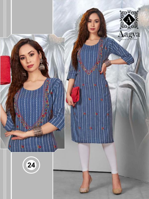 Aagya Barbie Girl Fancy Rayon Designer Embroidery Kurti Collection